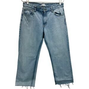 Zara Straight Leg Jeans Raw Hem Light Wash Size 8
